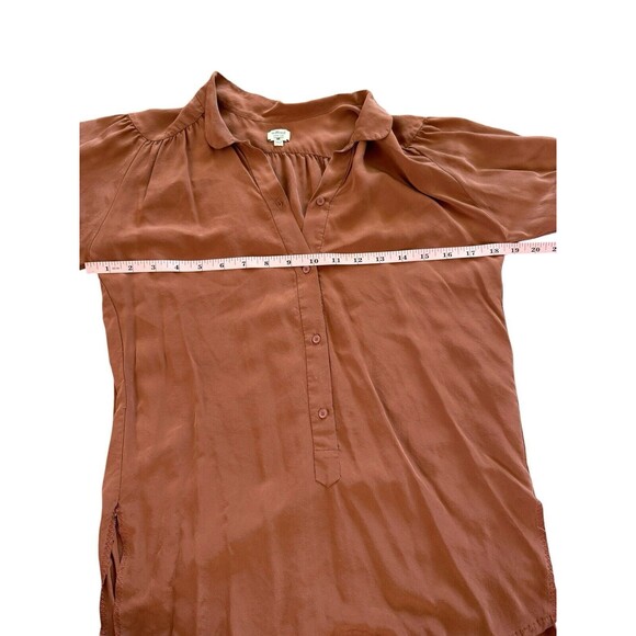 Aritzia Wilfred Brown Silk Button Down Blouse SZ XXS Classic Feminine Classy Top - Picture 2 of 7